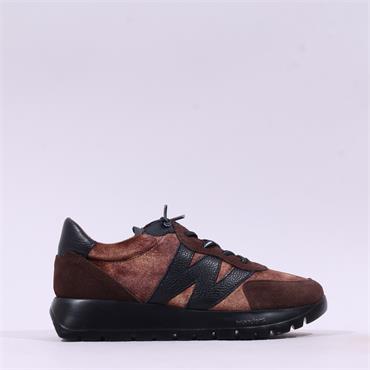 Wonders Odisei Two Tone Bungee Trainer - Brown Velvet